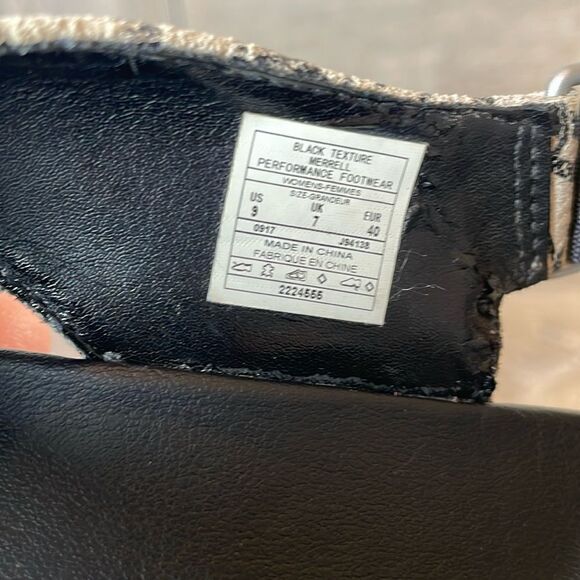 Merrell Around Town Sunvue Women’s Sz 9 Black White Texture Hook & Loop Sandals - Picture 6 of 11